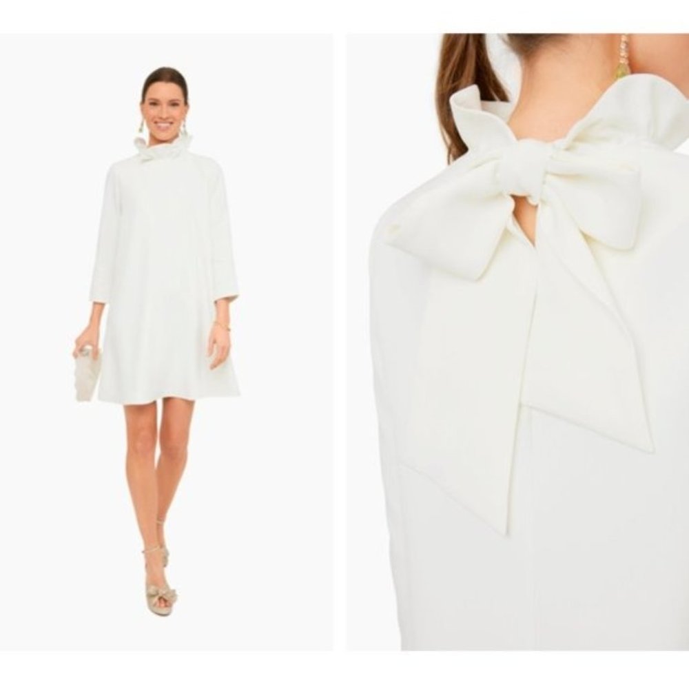 Tuckernuck White Mini Dress with Bow Neck